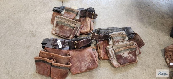Three leather tool belts