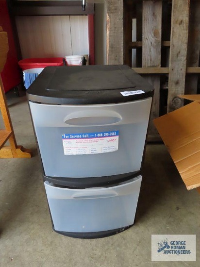 Plastic two drawer storage bin