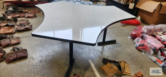 Eight white board tables. approximately 5'-8" across from corner to corner