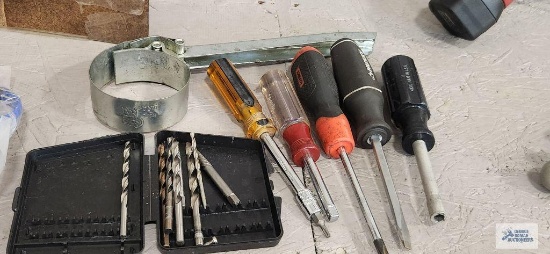 Screwdrivers, drill bits, easy outs, and oil filter wrench