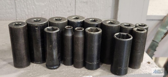Heavy duty impact sockets including SK, Husky, Craftsman, and Taiwan. mostly SK.