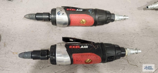 Two Exelair pneumatic die grinders