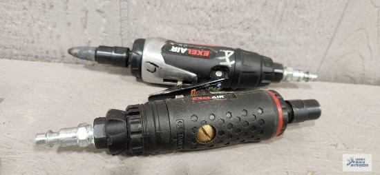 Two Exelair pneumatic die grinders