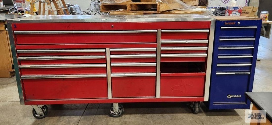 Husky mechanic's roll about toolbox, 71-1/2" long by 23-1/2" deep by 40" tall. includes Kobalt