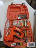 Paslode impulse framing nailer with extra fuel cells, one battery, one charger, and nails. Can be