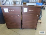 Two industrial roll about formica top stands