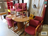 6' x 3' Oak finish conference table with six chairs