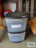 Plastic two drawer storage bin