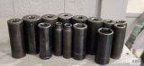 Heavy duty impact sockets including SK, Husky, Craftsman, and Taiwan. mostly SK.