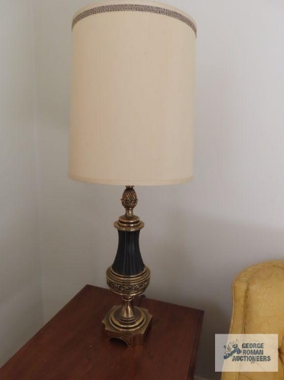 Pair of heavy brass lamps.