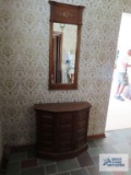 Fruitwood hall commode with matching mirror. On first floor.