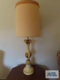 French provincial style ceramic lamp. Has cracks and chips.
