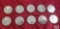 (10) 1969 Canadian $1 coins, uncirculated.