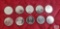 (10) 1969 Canadian $1 coins, uncirculated.