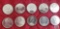 (10) 1871-1971 Canadian $1 coins, uncirculated.