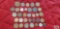 Variety of foreign coins.