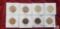 Gold colored state quarters.