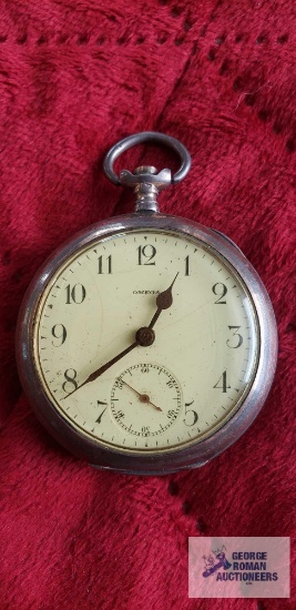 Omega silver colored pocket watch 4357822, marked 0.800