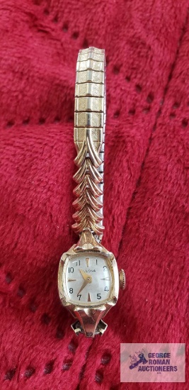 Bulova gold colored watch, marked 10K rolled gold plate 378091.
