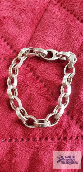 Silver colored link bracelet, marked 925 Italy