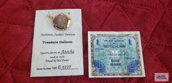 Authentic sunken treasure, treasure Galleon from Our Lady of Atocha and one Eine Mark from