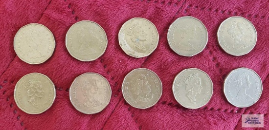 (10) Canadian $1 Loonie coins