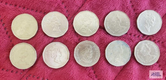 (10) Canadian $1 Loonie coins