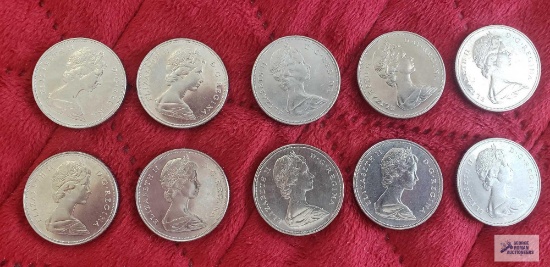 (10) 1968 Canadian $1 coins