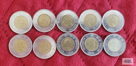 10 Canadian $2Loonie coins