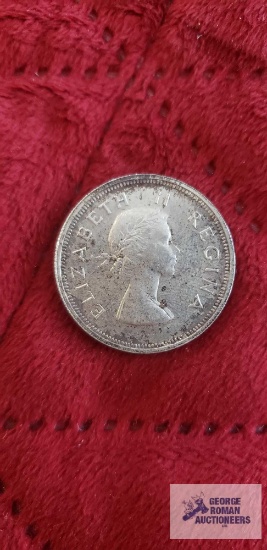 1954 South African 2-1/2 shilling coin, also known as Half Crown