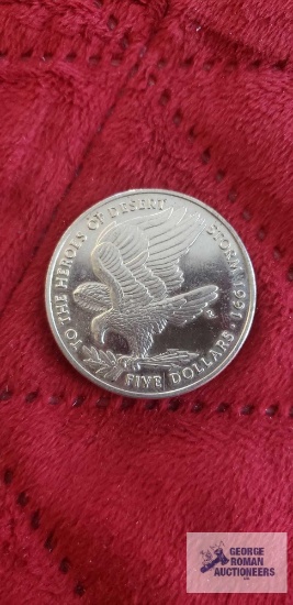 1991 To the Heroes of Desert Storm $5 coin.
