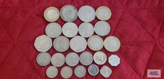 Variety of British coins