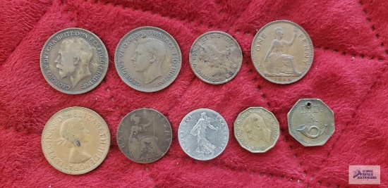 Variety of foreign coins
