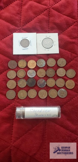 Canadian pennies, two with covers