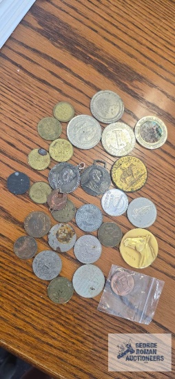 Sir Barton Triple Crown Winner medallion. Las Vegas casino souvenir tokens, and other tokens