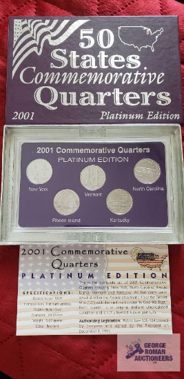 2001 Platinum edition commemorative state quarters.