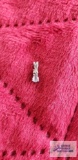 Silver colored pendant with gray and clear gemstone, marked 14K.