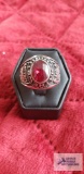 2004 Matthews High School with red stone class ring, marked ACCR and S with a circle.