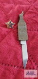 Coca-Cola pocket knife and Chevy All Star pin.