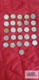 25 Steel pennies and one wheat penny.