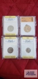 2009-D Sacagawea dollar. 1987-P nickel, dime, and quarter.