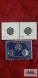 1943 Steel cents, wartime emergency issue, in plastic case. 1943 and 1943-D steel pennies.