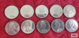 (10) 1968 Canadian $1 coins, uncirculated.
