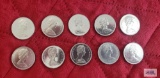 (10) 1969 Canadian $1 coins, uncirculated.