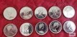 (5) 1873-1973 and (5) 1972 Canadian $1 coins, uncirculated.