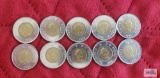 10 Canadian $2 Loonie coins