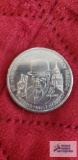 1990 Sir Winston Churchill, defenders of freedom, their finest hour, $5 coin.