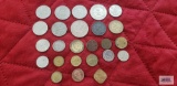 Variety of foreign coins