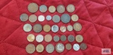 Variety of foreign coins.