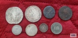 Variety of foreign coins/tokens.